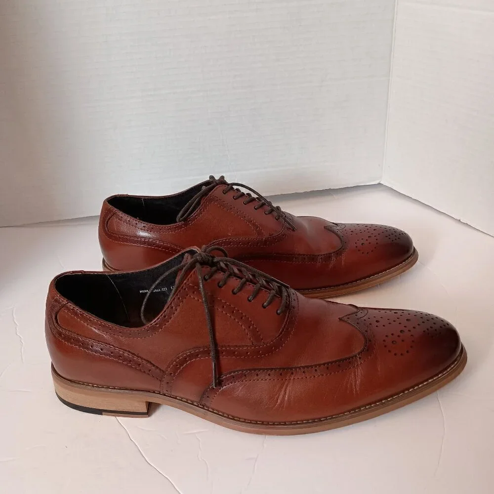 Stacy Adams 25064 Men's Dunbar-Wingtip Oxford, Cognac Size 10